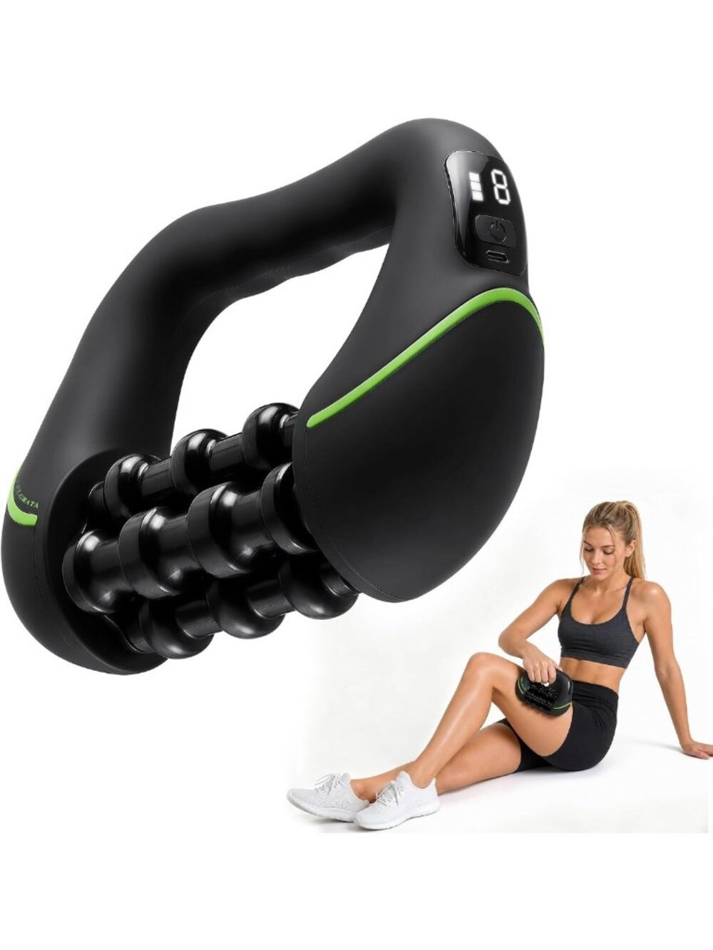 Rechargeable 2-in-1 Electric Deep Tissue Massager - 8 Speeds, Full Body Muscle